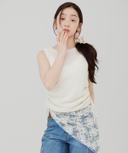 ニット セーター shirring soft knit tops（シャーリングソフトニット 