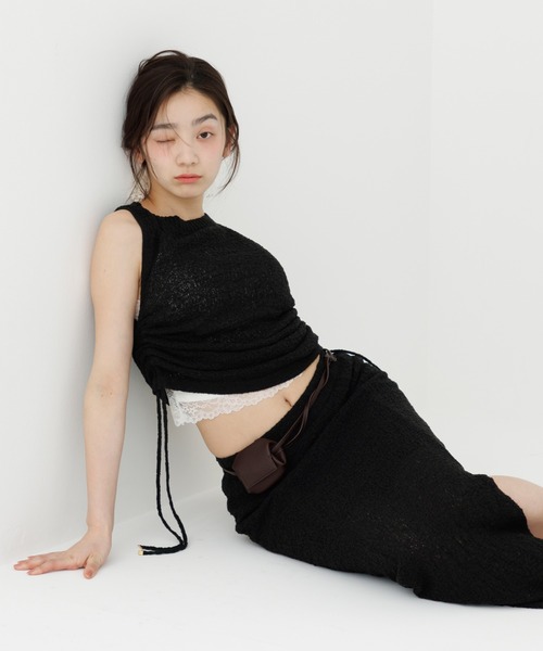 トップス Shirring Knit top ニット セーター shirring soft knit tops（シャーリングソフトニット