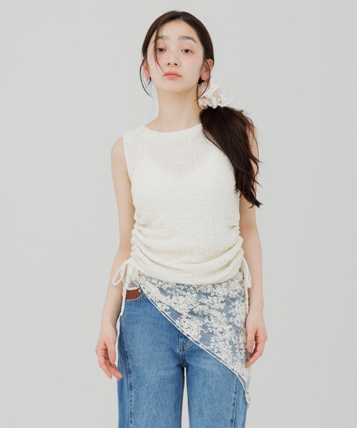 ニット セーター shirring soft knit tops（シャーリングソフトニット