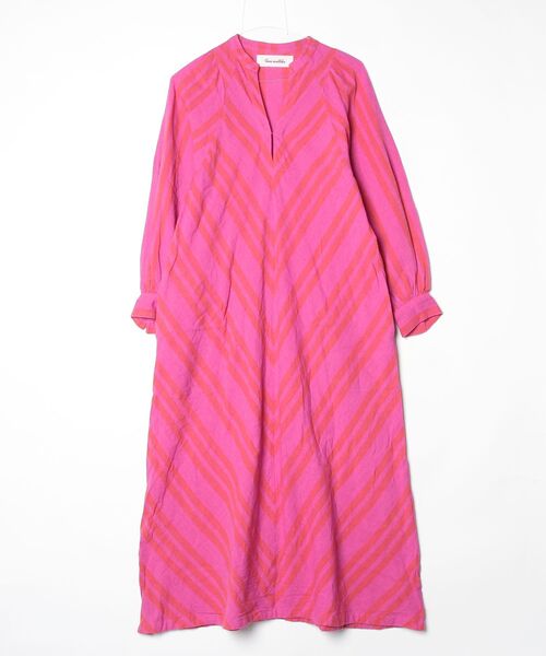sara mallika（サラ マリカ） Wide Stripe Diagonal Dress S ピンク