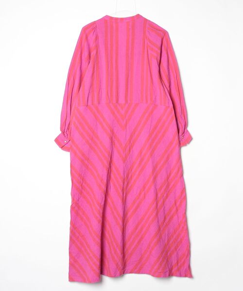 「sara mallika」 Wide Stripe Diagonal Dress S ピンク レディース_画像2