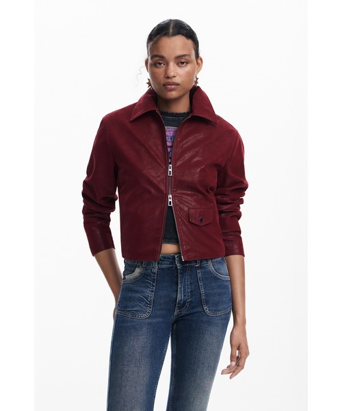 「Desigual」 ブルゾン M レッド レディース_画像4