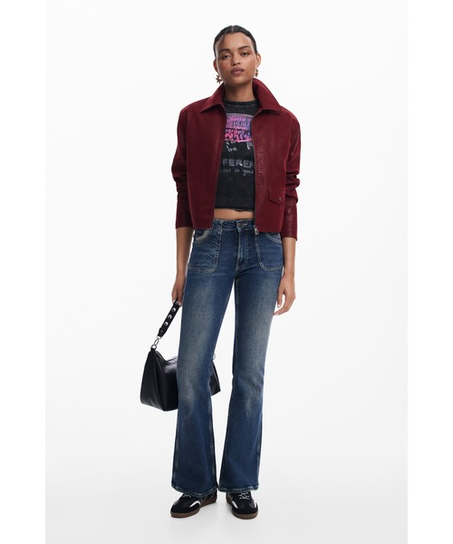 「Desigual」 ブルゾン M レッド レディース_画像6