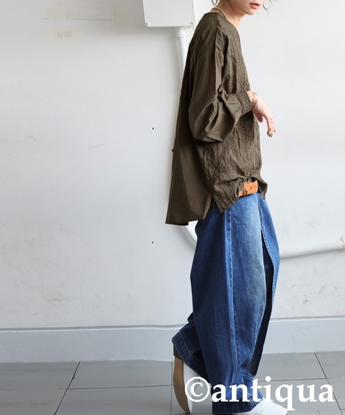 「antiqua」 長袖ブラウス ONESIZE ブラック レディース_画像7
