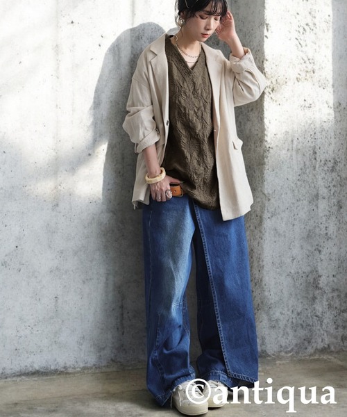 「antiqua」 長袖ブラウス ONESIZE ブラック レディース_画像8