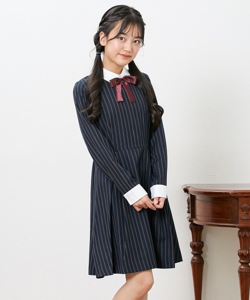 「QUNTSTYLE」 「KIDS」長袖ワンピース 140 ネイビー キッズ_画像7