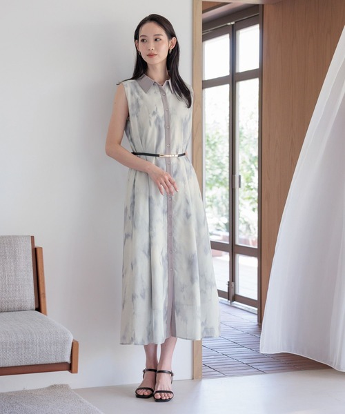 Andemiu（アンデミュウ） ワンピース ニュアンス柄シャツワンピース 