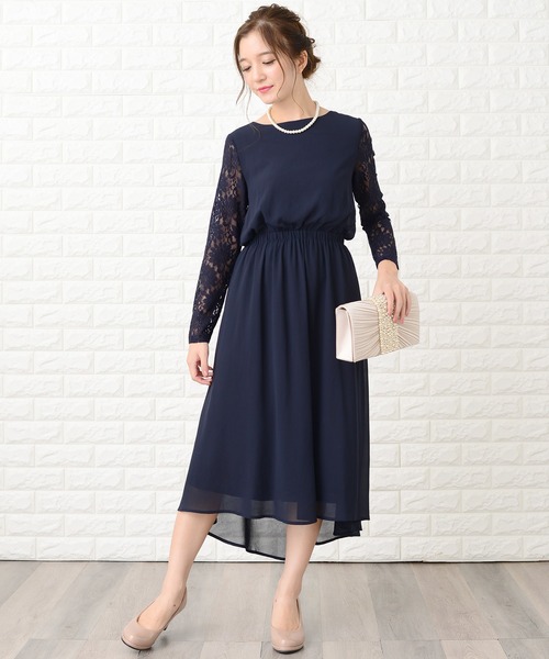 Lace Ladies（レースレディース） ドレス 袖レース切り替えフィッシュ