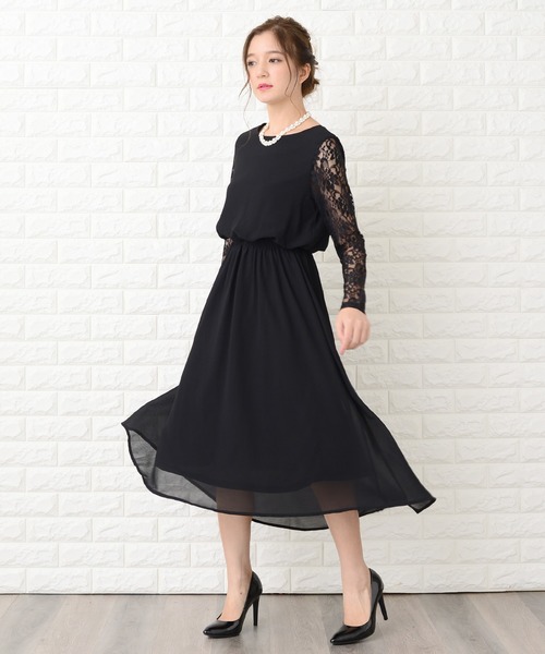 Lace Ladies（レースレディース） ドレス 袖レース切り替えフィッシュ