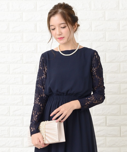 レース切り替え ロングドレス フィッシュテール r-2881 ✿大人気✿【夕暮薔薇シリーズ】ワンピース レース パーティー