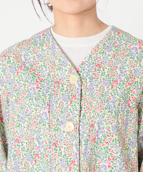 ジャケット ブルゾン IENA LA BOUCLE 綿ツイルフラワーVネック