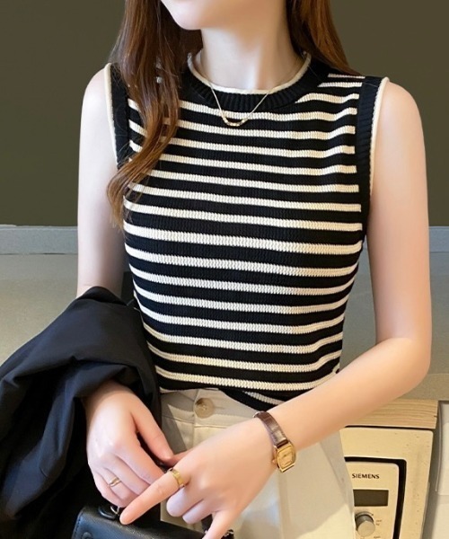 MSGM ノースリーブニット 新品 ボーダーフリル お値下げしました