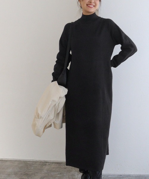 Pierrot（ピエロ） ワンピース ハイネックAラインニットワンピース