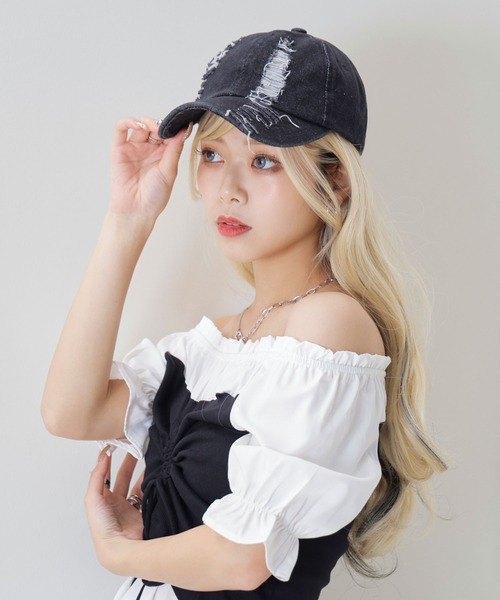 aeae キャップ　ダメージ加工キャップ aeae（エーイーエーイー）の「WEB LOGO DAMAGED CAP（キャップ