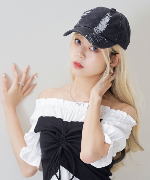 Diable baiser（ディアブルベーゼ） キャップ 帽子 ダメージ加工