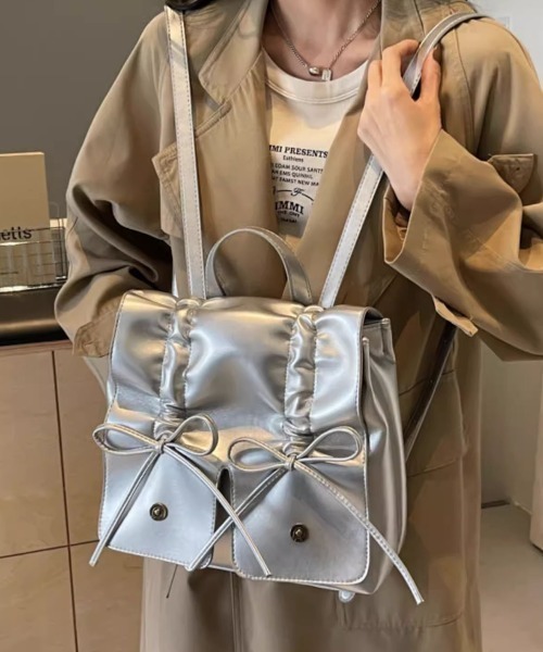 エムズグレイシー　リボン付きスクウェアリュック エムズグレイシー M'S GRACY Ribbon x Pearl Rucksack バッグ