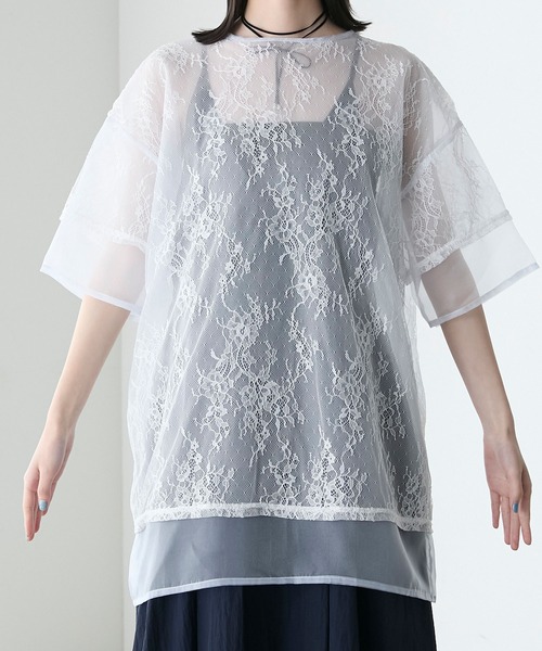 tシャツ レースオーバーサイズT レディース ランダムハート刺繍オーバーサイズTシャツ | すべての商品
