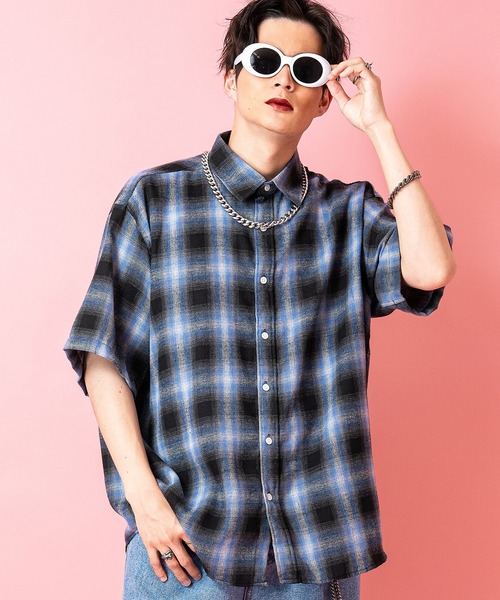 シャツ a.p.o.v. オンブレチェック柄ネル半袖シャツ メンズ レディース