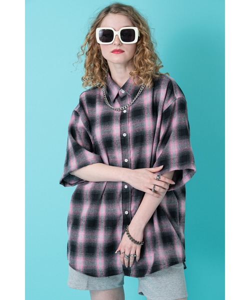 シャツ a.p.o.v. オンブレチェック柄ネル半袖シャツ メンズ レディース