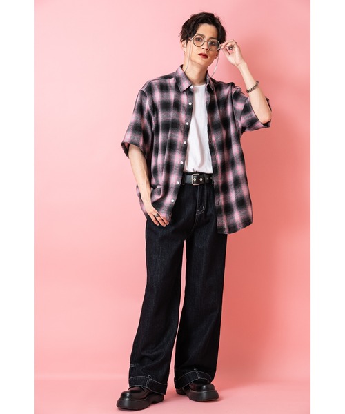 シャツ a.p.o.v. オンブレチェック柄ネル半袖シャツ メンズ レディース