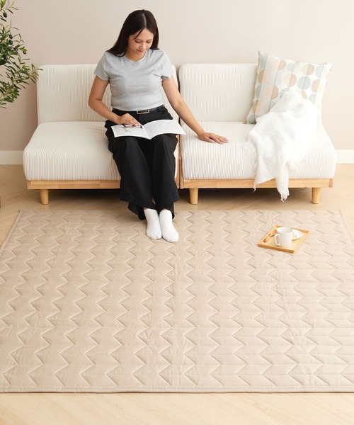 iellio ラグ ラグマット はっ水麻風キルトラグ / L 200×240 : ZOZOTOWN