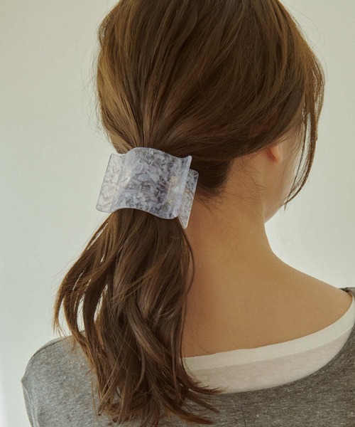 関送込 YVMIN アップルヘアクリップ GOLDY ヘアクリップ ワイド ウェーブ アセチ ヘアー クリップ