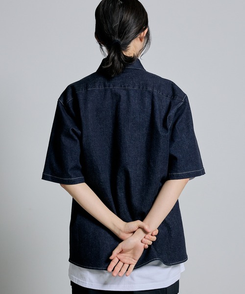 ブラウス シャツ 「ZOZOTOWN限定」LHP×彩雪/Over size DENIM short sleeve shirt(UNISEX)/lhpa L.H.P ブラウス シャツ 「ZOZOTOWN限定」LHP×彩雪/Over size