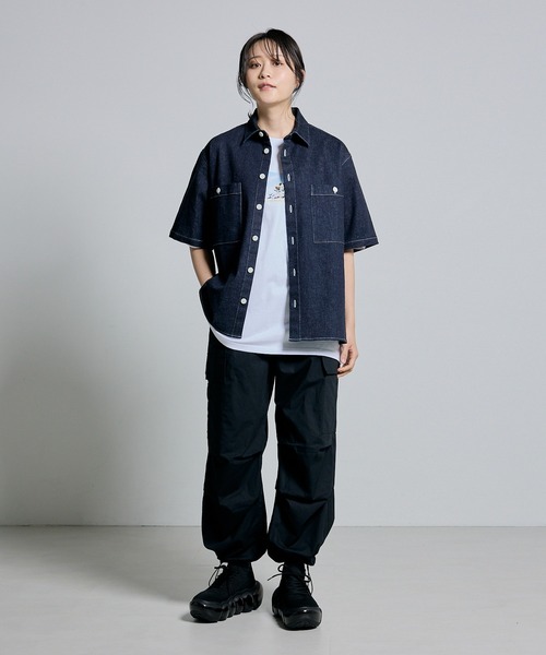 ブラウス シャツ 「ZOZOTOWN限定」LHP×彩雪/Over size DENIM short sleeve shirt(UNISEX)/lhpa L.H.P ブラウス シャツ 「ZOZOTOWN限定」LHP×彩雪/Over size