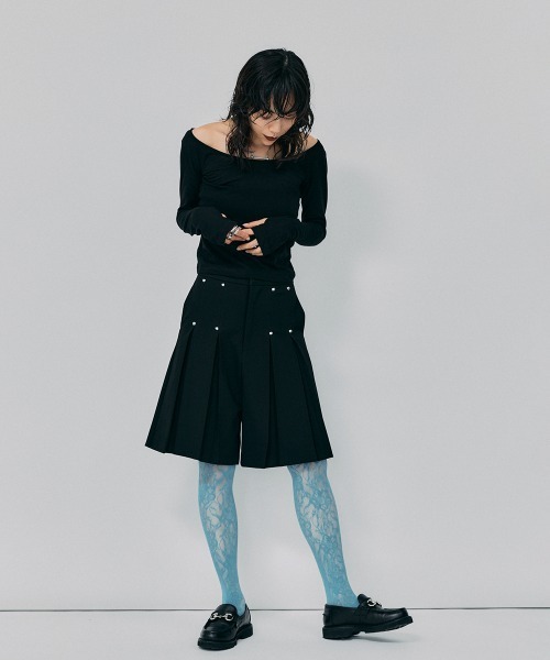パンツ ledtokyo Pleats half pants led.tokyo スラックス パンツ 「led.tokyo」プリーツハーフ