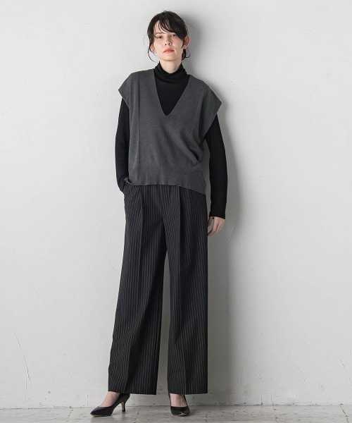 la.f（ラ・エフ） ベスト ジレ Vネックニットベスト「手洗い可能