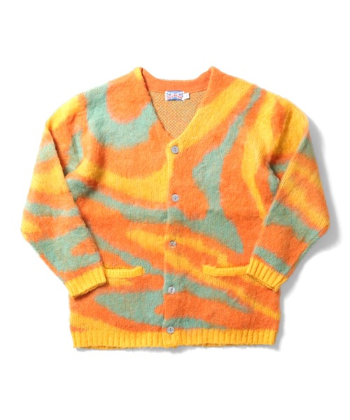 カーディガン HOUSTON woman ヒューストン ウーマン MARBLE MOHAIR TOUCH CARDIGAN マーブル柄 モヘアタッチ