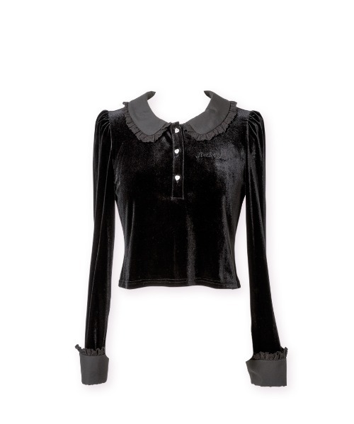 Velor heart button tops レディース