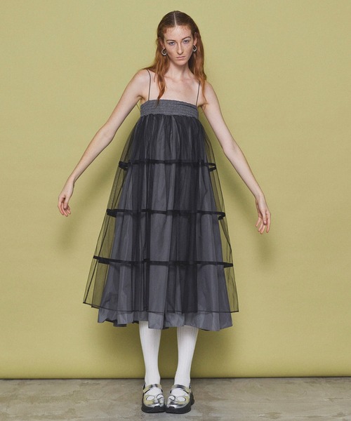 メゾンスペシャル2way Tulle Layered Volume Skirt MAISON SPECIAL スカート 2way Tulle Layered Plaid Pattern
