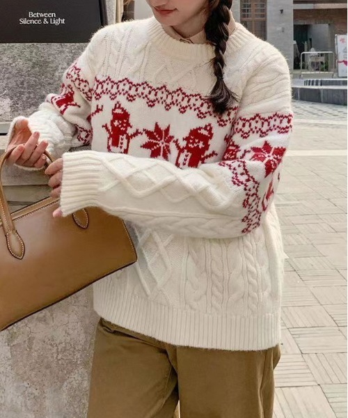 gossip!ロサンゼルス ニット セーター Y2K ノルディック柄ケーブル