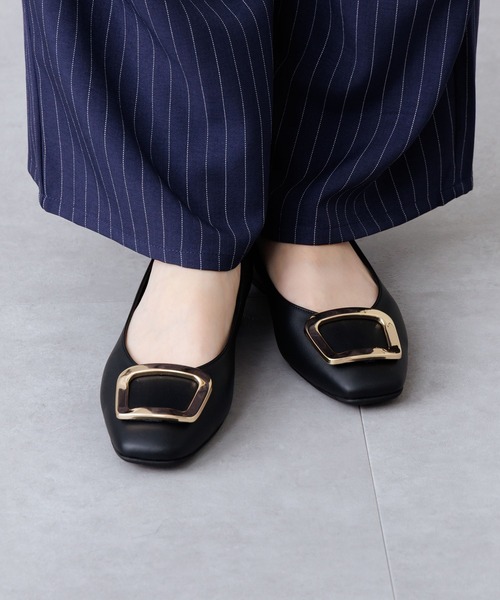 パンプス 「Made in Japan」「HIMIKO」スクエアバックルローヒールパンプス/651110_18