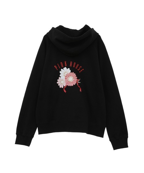 PINK HOUSE 定価2.2万 ひなぎくコサージュプリントパーカー 現行品 PINK HOUSE パーカー ひなぎくコサージュプリントパーカー