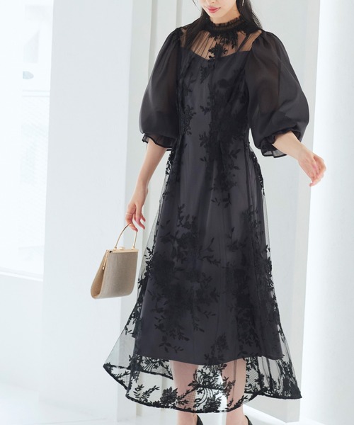 RUIRUE BOUTIQUE刺繍マキシドレスお仕事や結婚式、パーティーにも♪ RUIRUE BOUTIQUE ドレス 「オケージョン対応」フラワー刺繍