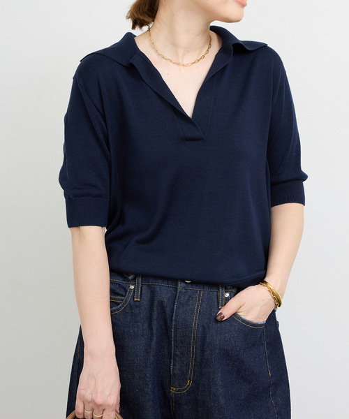 【Deuxieme Classe】*Cotton Poloshirt ニット Deuxieme Classe *Cotton Poloshirt ニット