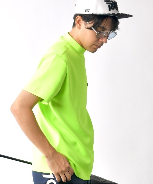 STELLA77GOLF tシャツ 蛍光カラーゴルフモックネック半袖T