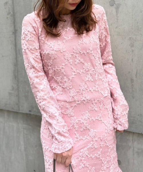HONEY MI ワンピース molle embroidery lace long one-piece