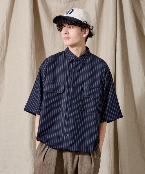 WETTEMPT シャツ DUNGAREE STRIPE DRAW CORD SHIRT /ダンガリー