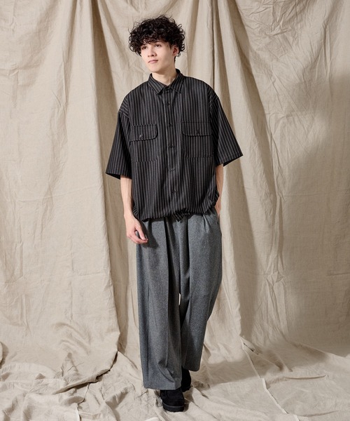 WETTEMPT シャツ DUNGAREE STRIPE DRAW CORD SHIRT /ダンガリー