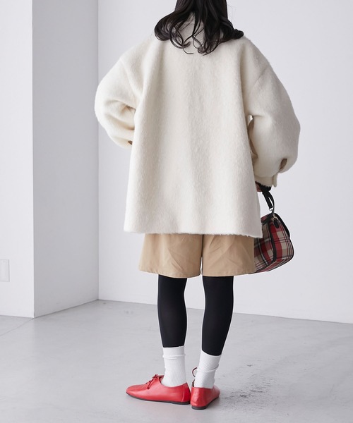 「BONLECILL」 チェスターコート FREE チャコールグレー レディース_画像7