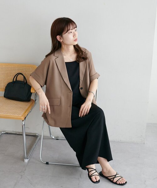 新品タグ付き✴︎ディスコート✴︎メッシュ半袖テーラードジャケット✴︎ブラック 新色追加!》メッシュ半袖テーラードジャケット（テーラード