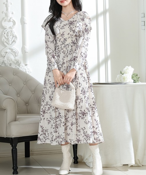 emmi フラワープリント ロングワンピース emmi フラワープリント ロングワンピース Lace Ladies（レース