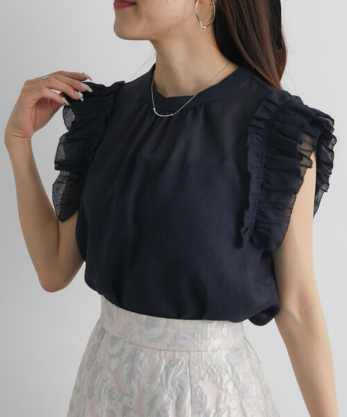 ブラウス シャツ 「最強モテブラウス」フリルノースリブラウス レディース La boutique BonBon｜【最強モテブラウス】フリルノースリ