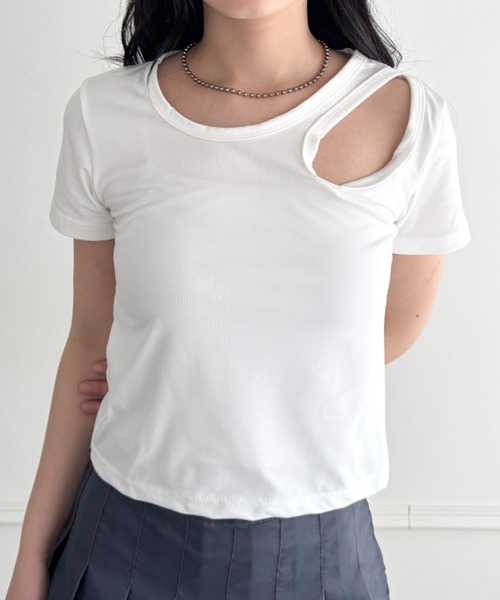 新品未使用PLAVE why？クロップトップTシャツMサイズ tシャツ 肌見せコンパクトTシャツ クロップT レディース