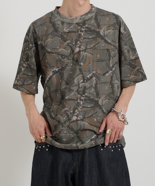 Perushu tシャツ ヴィンテージライクフェードポケットTシャツ メンズ