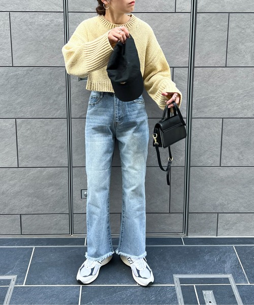 [feepur by saya] обработка Denim брюки MEDIUM темно-синий женский 