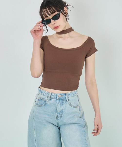 ANAP（アナップ） tシャツ 半袖 チョーカー風トップス レディース